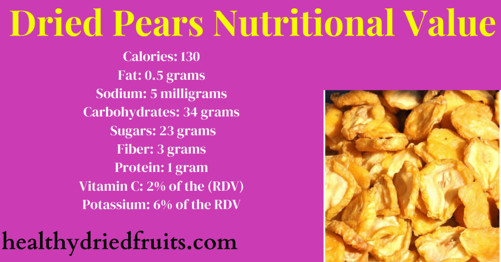dried pears nutrition and calories
